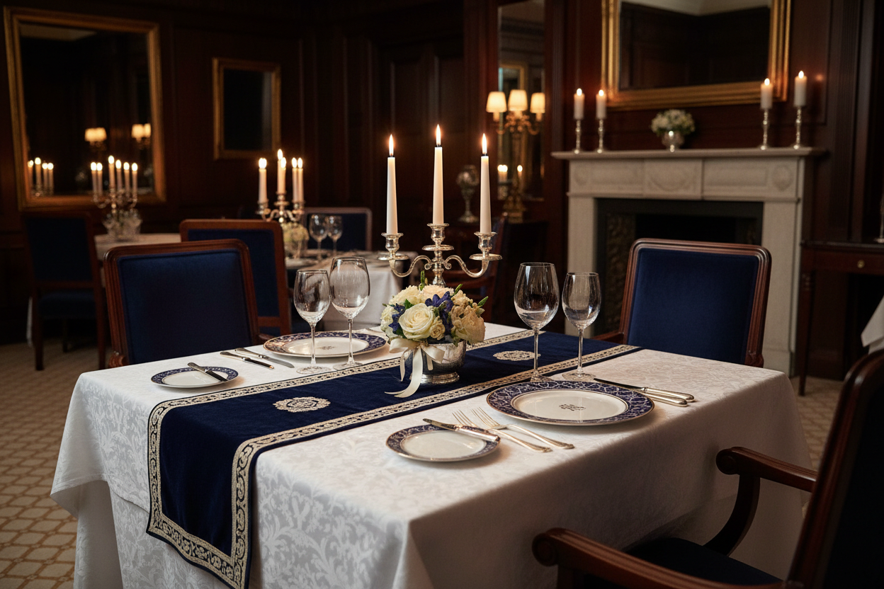 Elegant fine dining table setting with luxury ambiance