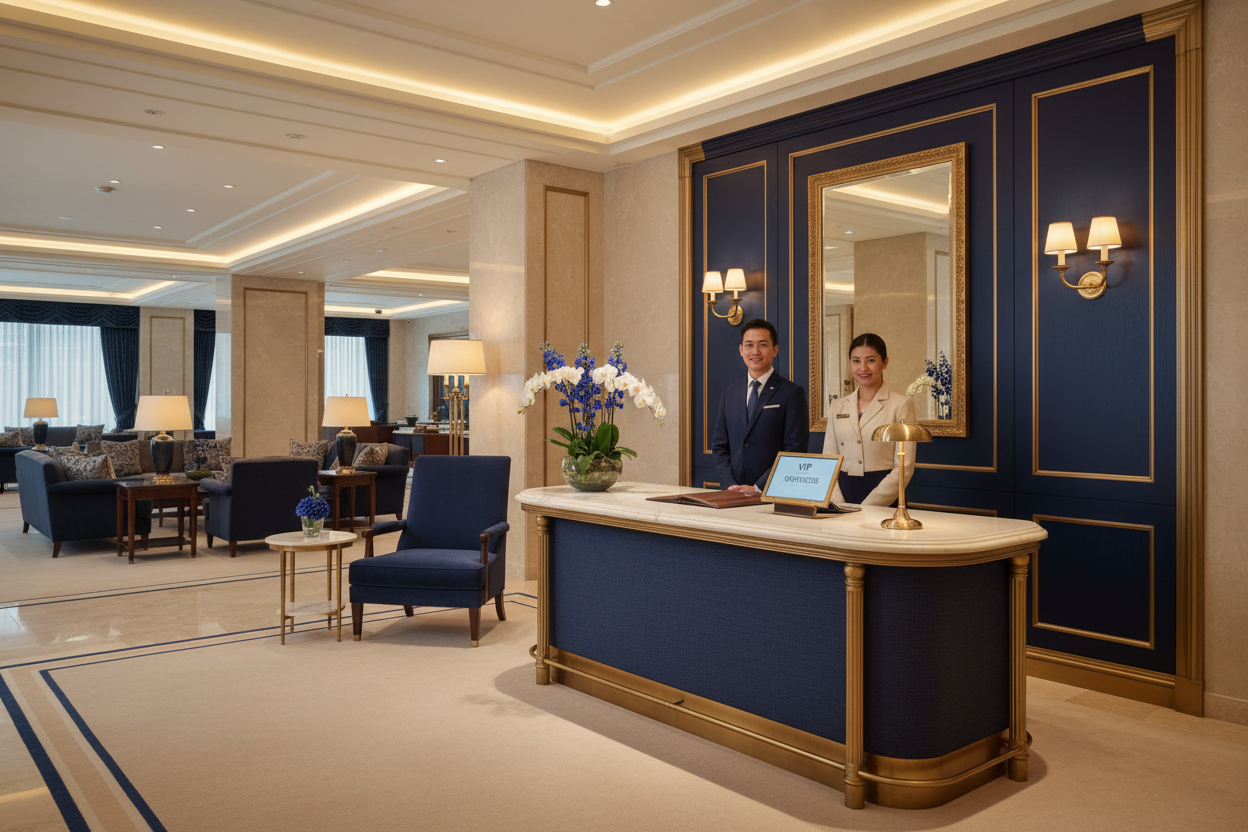 Luxury VIP concierge desk with sophisticated ambiance